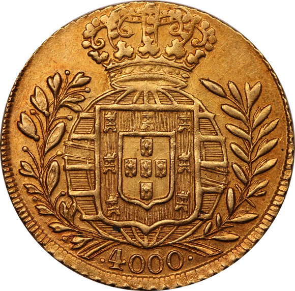 1821 Brazil João VI Gold 4000 Réis Coin EF