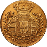 1821 Brazil João VI Gold 4000 Réis Coin EF