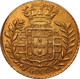 1821 Brazil João VI Gold 4000 Réis Coin EF