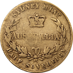 1858 Sydney Mint Half Sovereign aFine