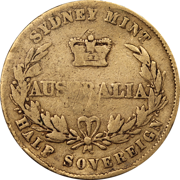 1858 Sydney Mint Half Sovereign aFine