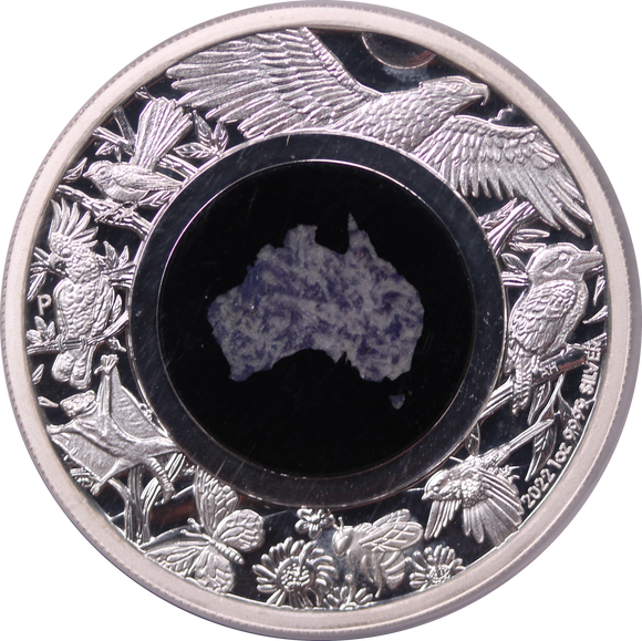 2022 Great Southern Land 1oz Silver Proof Blue Lepidolite Individual Coin