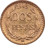 1945 Mexico Gold 2 Peso Coin