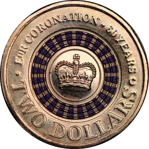 2013 Coronation Purple Coloured $2 C Mintmark Individual Coin