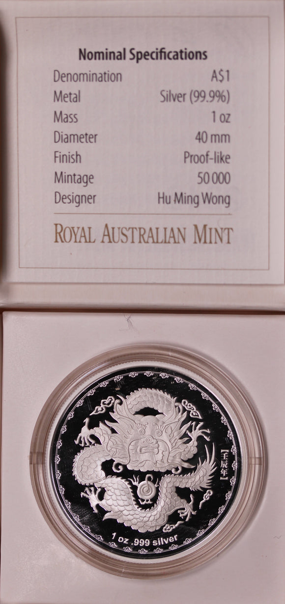 2012 Dragon 1oz Silver Coin