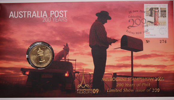 2009 $1 200 Years Of Australia Post PNC with Melbourne Stamp Show Overprint