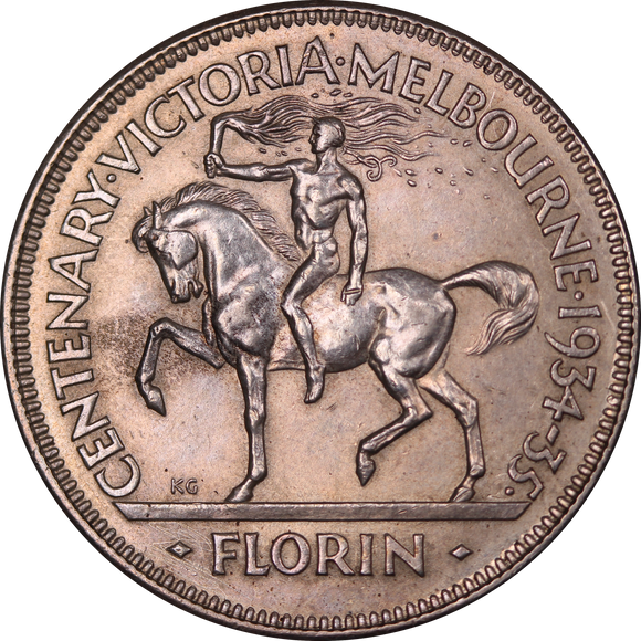 1934/35 Centenary Florin EF with Scratches