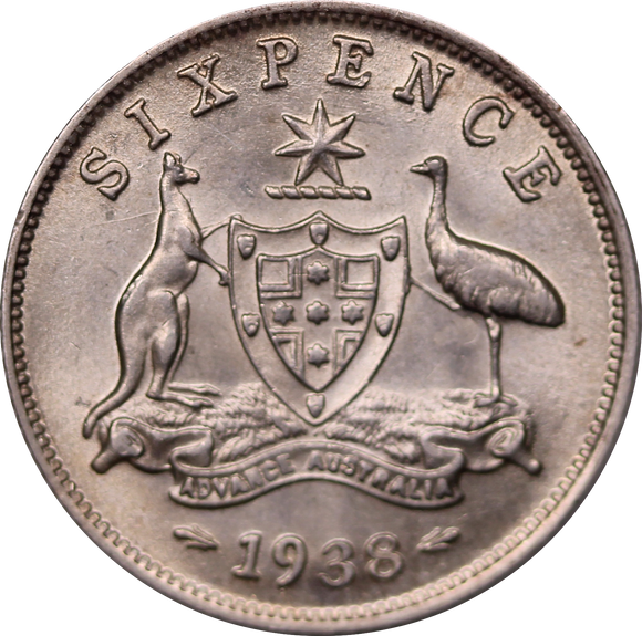 1938 Sixpence aUNC