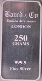 Baird and Co 250g Silver Bar