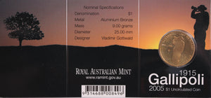 2005 $1 Gallipoli 1915 UNC - 'B' Mintmark