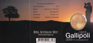 2005 $1 Gallipoli 1915 UNC - 'S' Mintmark