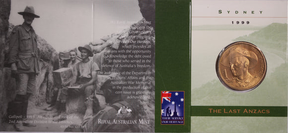 1999 $1 The Last ANZACs UNC - 'S' Mintmark