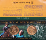 1999 $1 Year of Older Persons/The Last ANZACs UNC Dual Set
