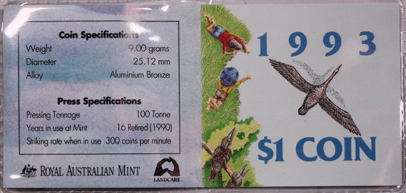 1993 Landcare $1 Coin UNC - 'C' Mintmark
