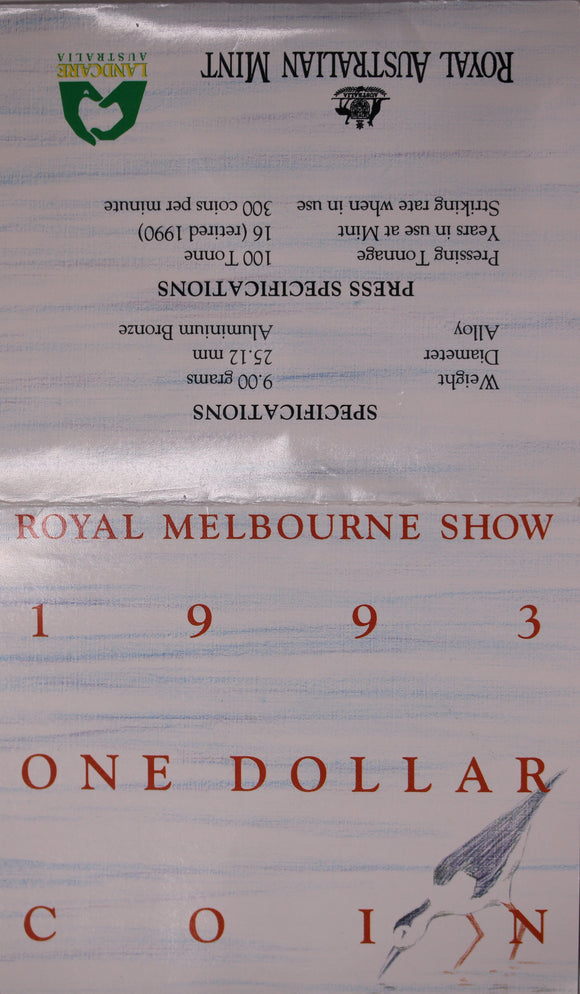 1993 $1 Landcare Royal Melbourne Show UNC - 'M' Mintmark