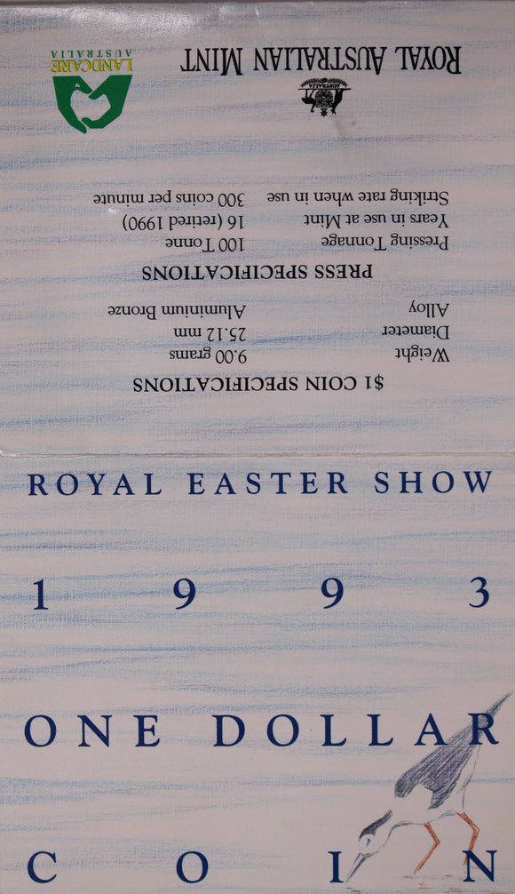 1993 $1 Landcare Royal Easter Show UNC - 'S' Mintmark