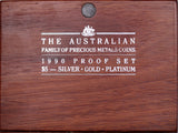 1990 Family of Precious Metals Gold, Silver and Platinum Set (Damaged Box)