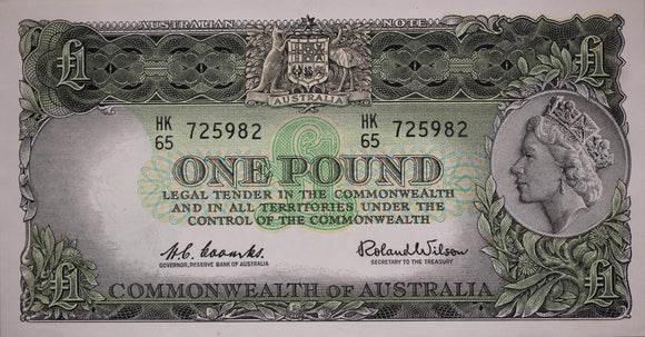 One Pound 1961 Coombs/Wilson Last Prefix aUNC