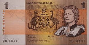 $1 1982 Johnston/Stone UNC Semi Solid Serial '888801'