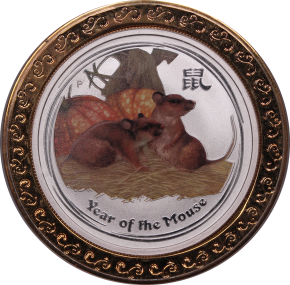 2008 1/1oz Coloured Silver Year of the Mouse Bullion Coin
