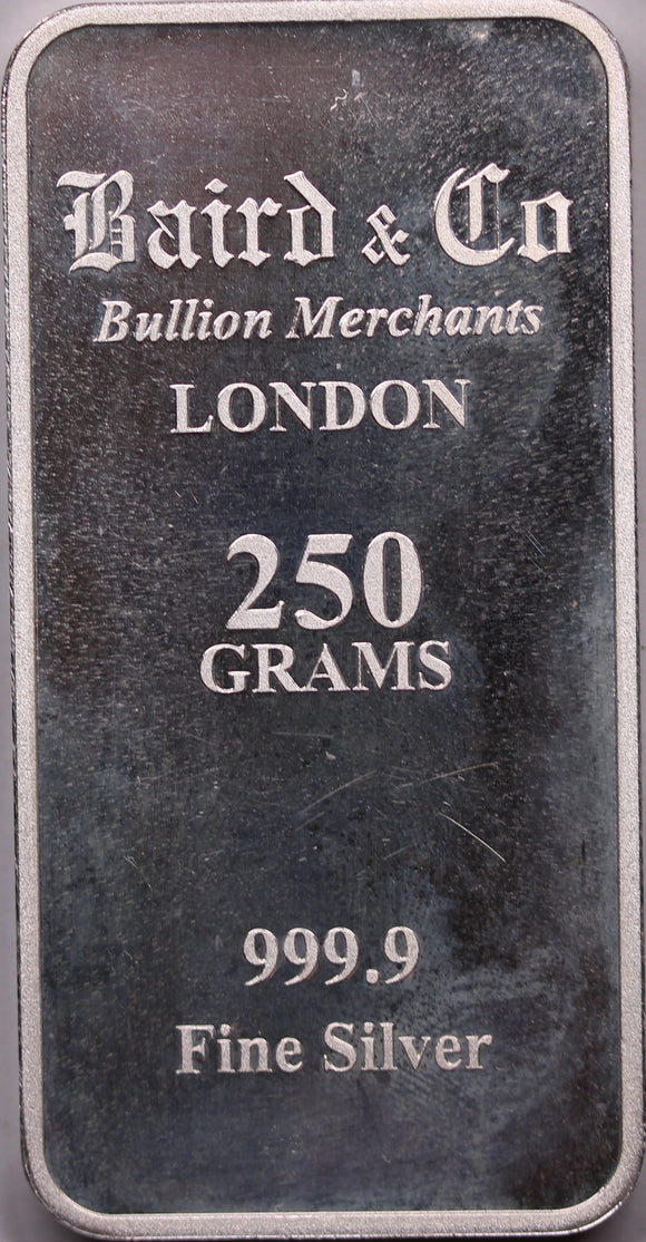 Baird and Co London 250g Silver Bar