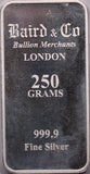 Baird and Co London 250g Silver Bar