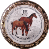 2014 2oz Silver Year of the Horse Coloured Coin