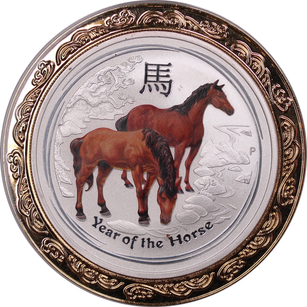 2014 2oz Silver Year of the Horse Coloured Coin – Thompsons Coins