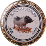 2007 5oz Silver Coloured Year of  the Pig Coin