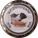 2007 10oz Silver Coloured Year of the Pig Coin