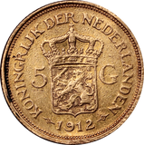 1912 Netherlands 5 Gulden Gold Coin Circulated