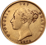 GB 1872 Gold Half Sovereign Fine