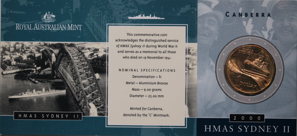 2000 $1 HMAS Sydney II UNC - 'C' Minmark