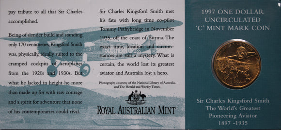 1997 $1 Sir Charles Kingsford Smith World's Greatest Pioneering Aviator - 'C' Minmark