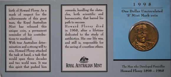 1998 $1 Howard Florey UNC- 'S' Mintmark