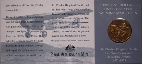 1997 $1 Royal Melbourne Show Sir Charles Kingsford Smith - 'M' Minmark
