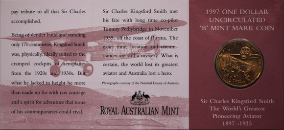 1997 $1 Royal Brisbane Show Sir Charles Kingsford Smith - 'B' Minmark