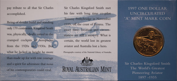 1997 $1 Royal Adelaide Show Sir Charles Kingsford Smith - 'A' Minmark