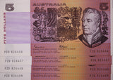 $5 1985 Johnston/Fraser UNC Consecutive Run of 4