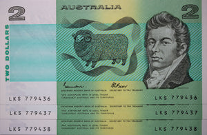 $2 1985 Johnston/Fraser Consecutive Trio aUNC