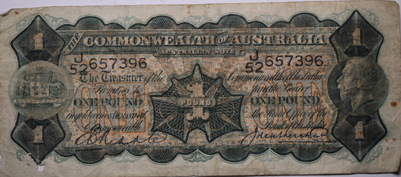 1927 Riddle/Heathershaw One Pound Note VG