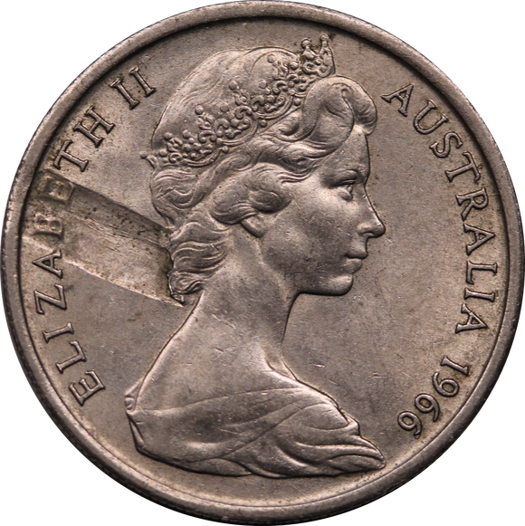 1966 Australia 10 Cent Lamination Peel Error aUNC