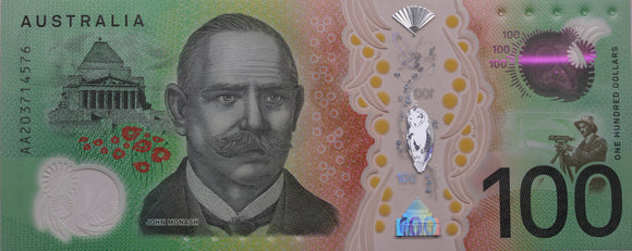 2020 $100 Lowe/Kennedy First Prefix UNC