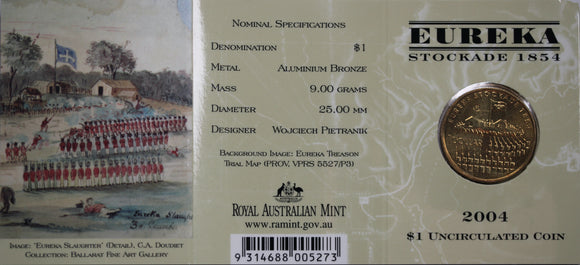 2004 $1 Eureka Stockade 1854 UNC - 'M' Mintmark
