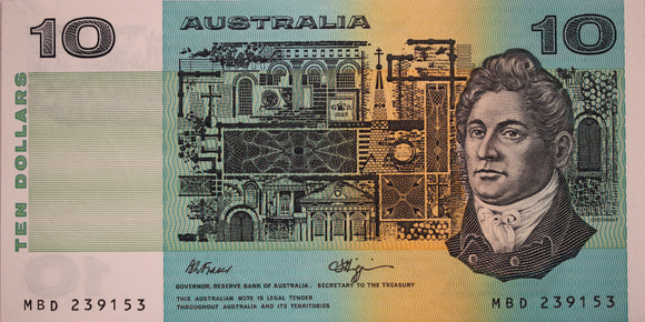 $10 1989 Fraser/Higgins Banknote UNC