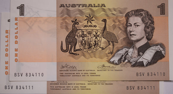 1972 Phillips/Wheeler $1 Note Consecutive Pair aUNC