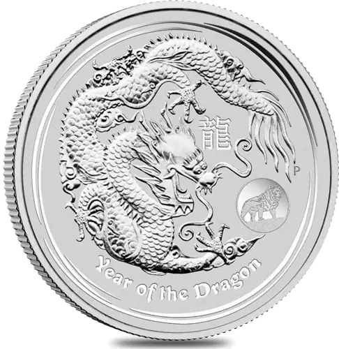 2012 Lunar Year of the Dragon 1oz Silver Coin w/ Lion Privy Mark