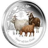 2015 $1 Lunar Year of The Goat 1oz Silver Coloured Proof Coin