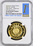 2025 W High Relief Fine First Day of Issue Gold $100 NGC PF69 ULTRA CAMEO