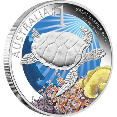 2011 $1 ANDA Brisbane Coin Show Special Celebrate Australia Great Barrier Reef 1oz Silver Coloured Proof Coin